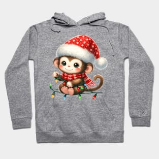 Monkey Wrapped In Christmas Lights Hoodie